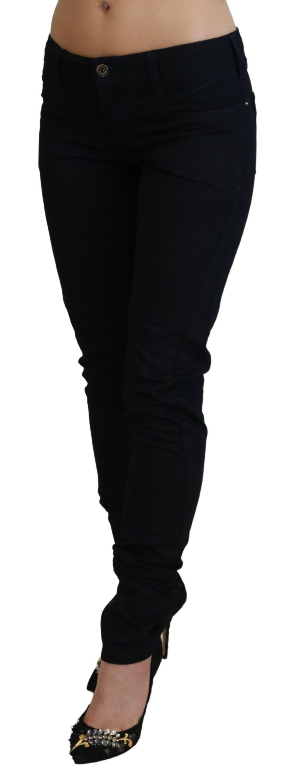 Chic Black Low Waist Denim Skinny Jeans - SEHABRANDS