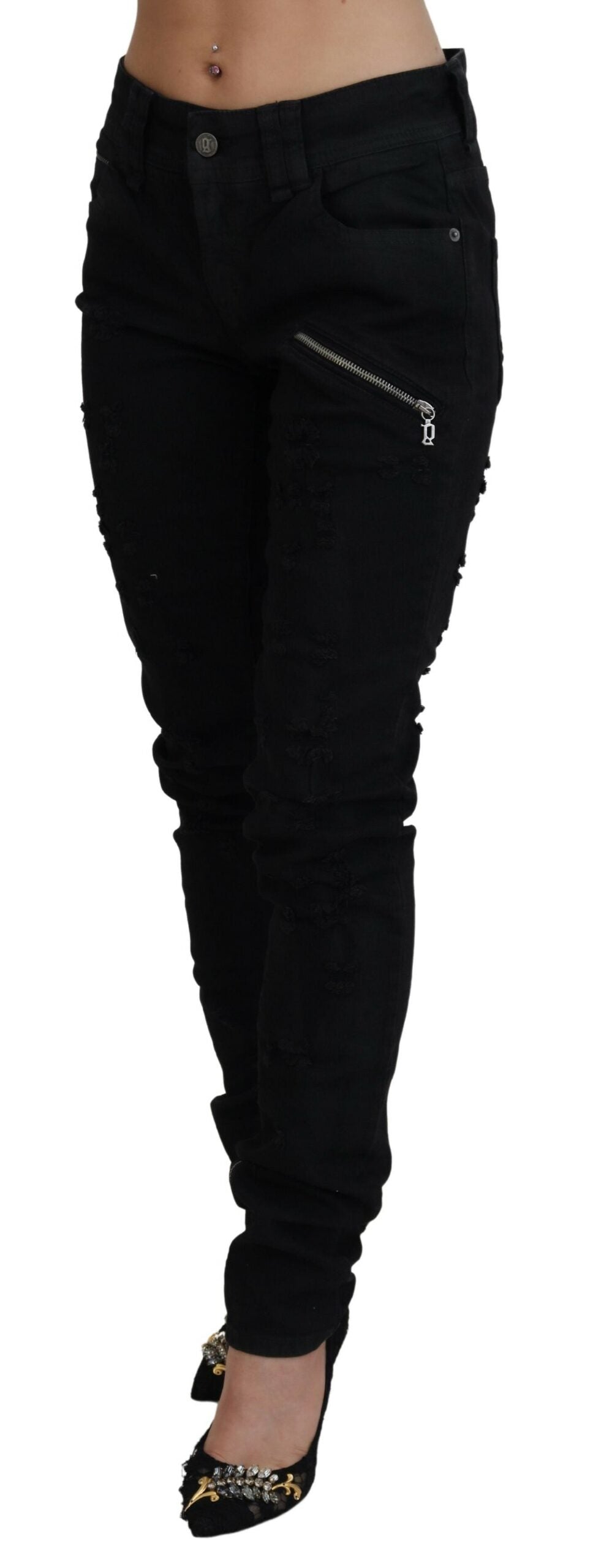 Chic Mid Waist Flared Black Jeans - SEHABRANDS