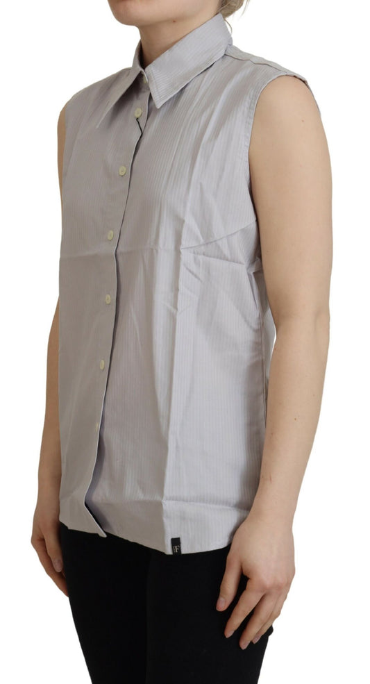 Elegant Sleeveless Cotton Polo Top - SEHABRANDS