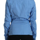 Elegant Blue Cotton Long Sleeve Polo Top - SEHABRANDS