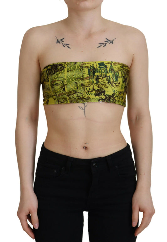 Chic Yellow Graphic Cropped Top - SEHABRANDS