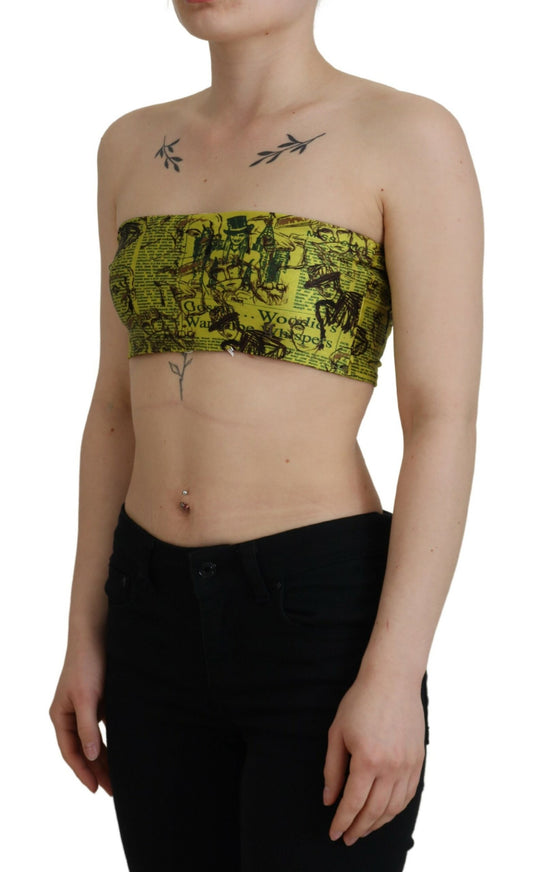 Chic Yellow Graphic Cropped Top - SEHABRANDS