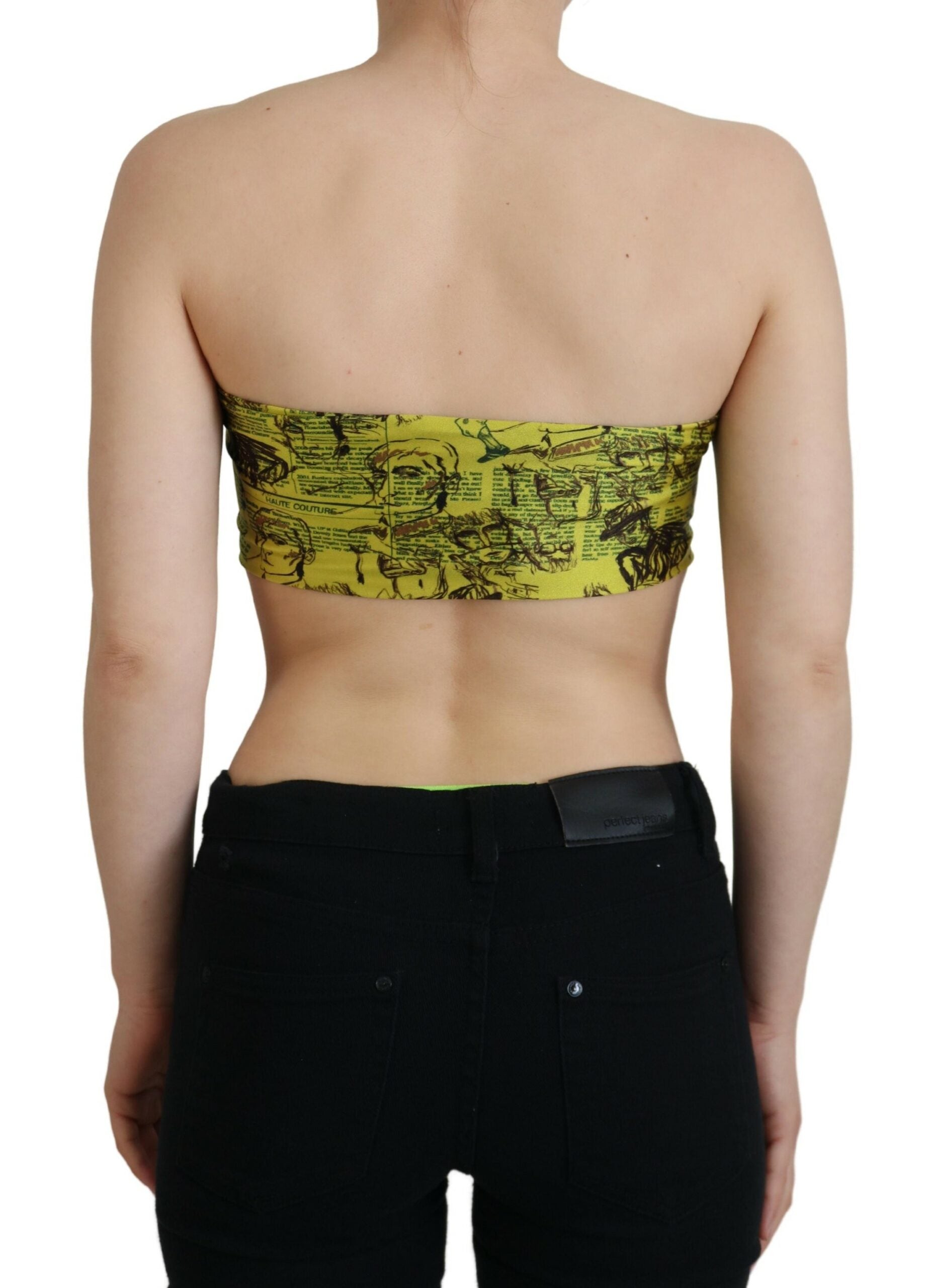 Chic Yellow Graphic Cropped Top - SEHABRANDS