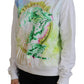 Elegant White Graphic Crew Neck Sweater - SEHABRANDS