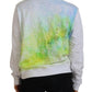 Elegant White Graphic Crew Neck Sweater - SEHABRANDS