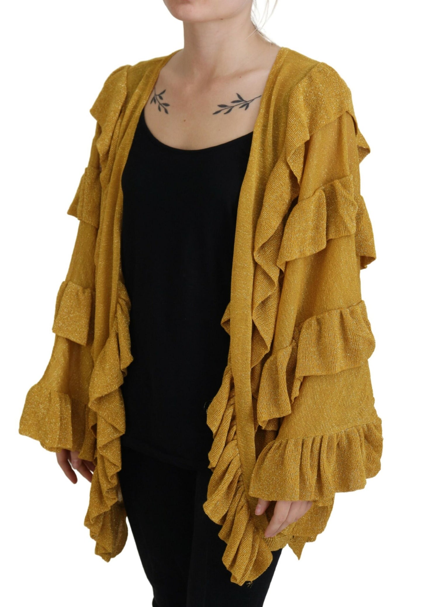 Elegant Gold Cardigan Sweater - SEHABRANDS