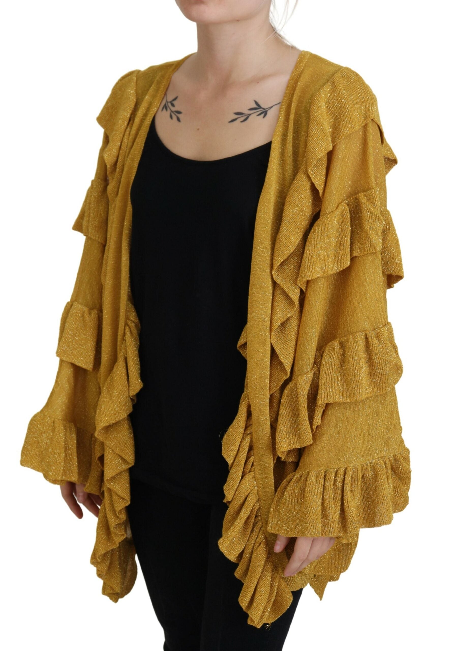 Elegant Gold Cardigan Sweater - SEHABRANDS