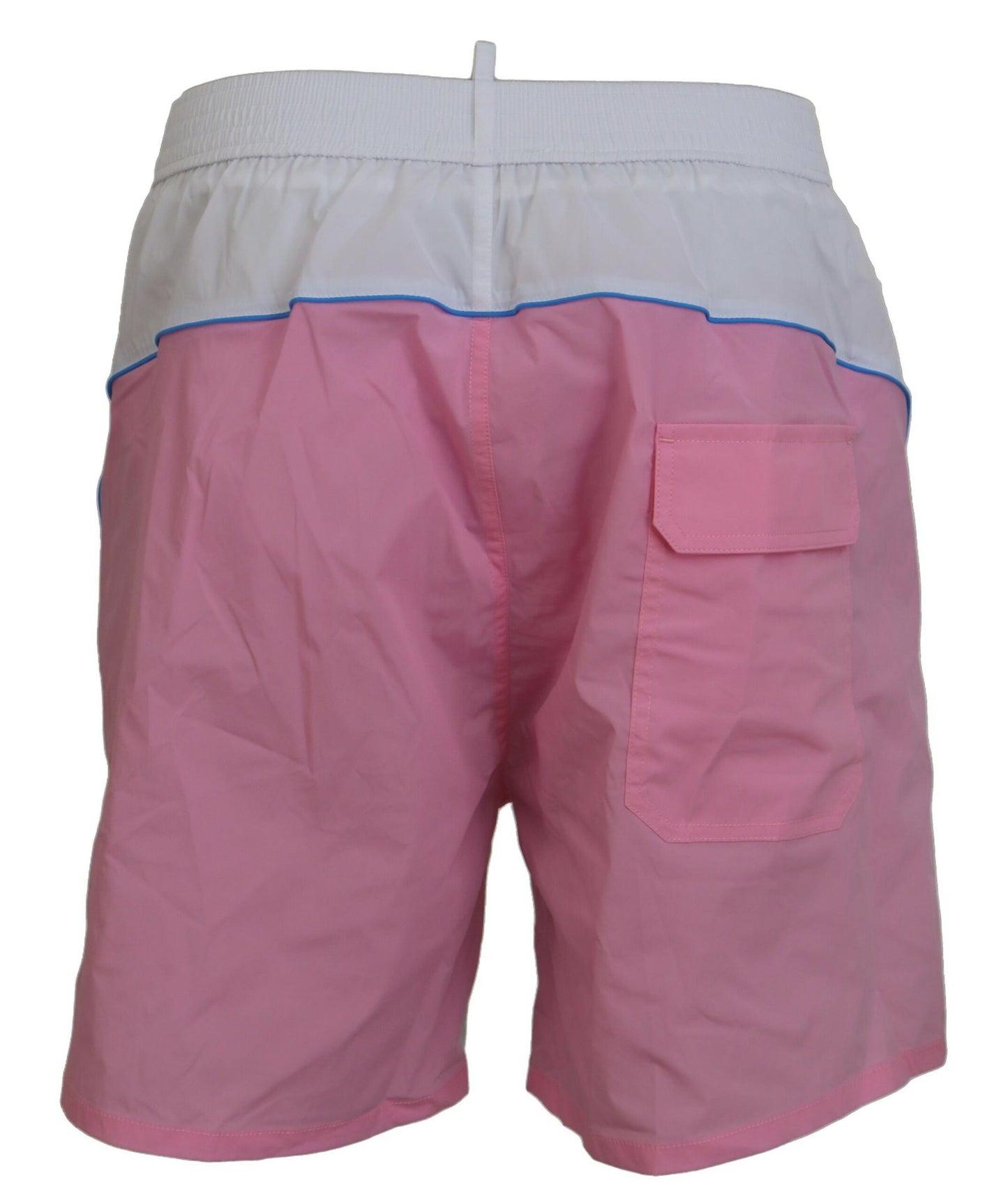 Chic White & Pink Print Swim Shorts - SEHABRANDS