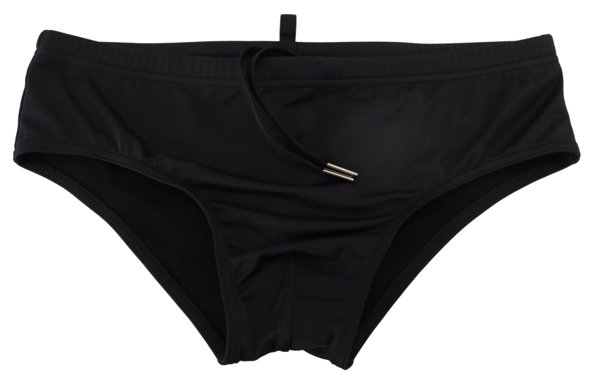 Elegant Black Swim Briefs with Orange Logo - SEHABRANDS