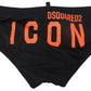 Elegant Black Swim Briefs with Orange Logo - SEHABRANDS