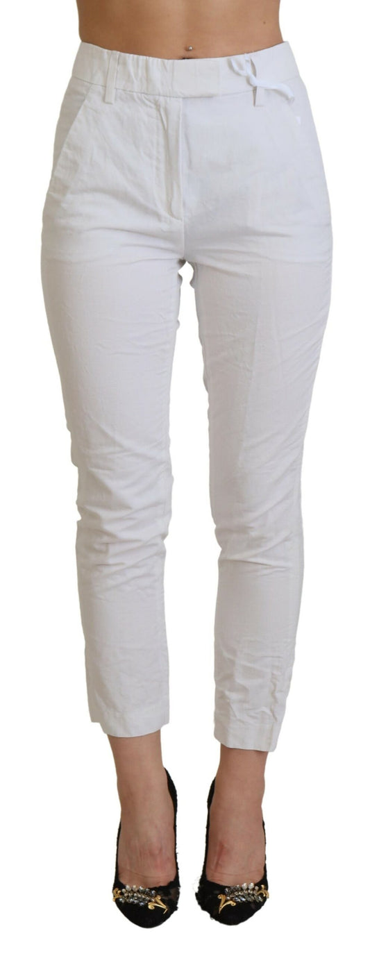 Elegant High Waist Tapered White Pants - SEHABRANDS