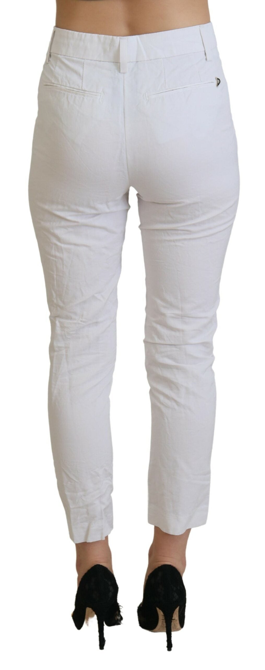 Elegant High Waist Tapered White Pants - SEHABRANDS