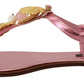 Dolce & Gabbana Chic Pink Leather Sandals with Exquisite Embellishment