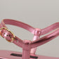 Dolce & Gabbana Chic Pink Leather Sandals with Exquisite Embellishment