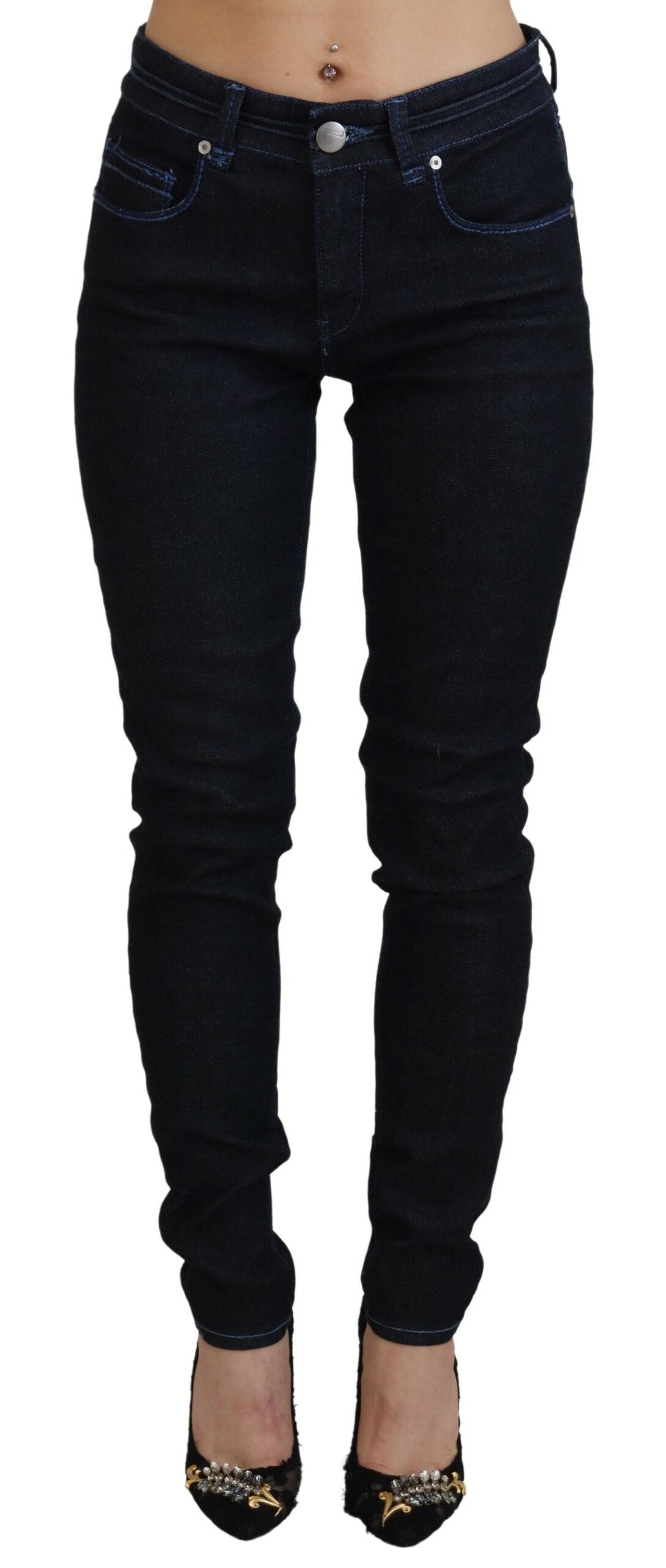 Chic Slim-Fit Cotton Denim in Dark Blue - SEHABRANDS