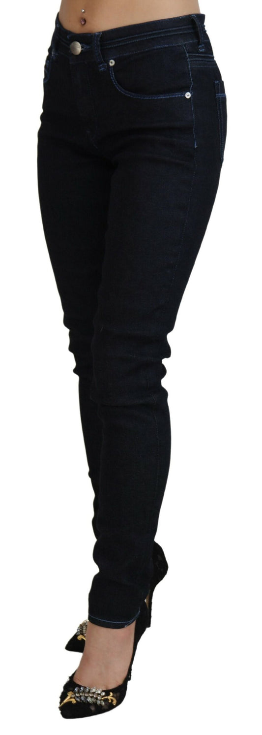 Chic Slim-Fit Cotton Denim in Dark Blue - SEHABRANDS