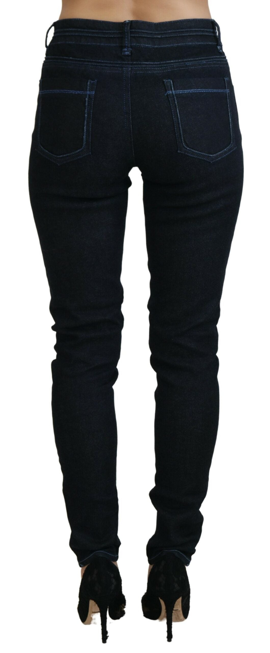 Chic Slim-Fit Cotton Denim in Dark Blue - SEHABRANDS