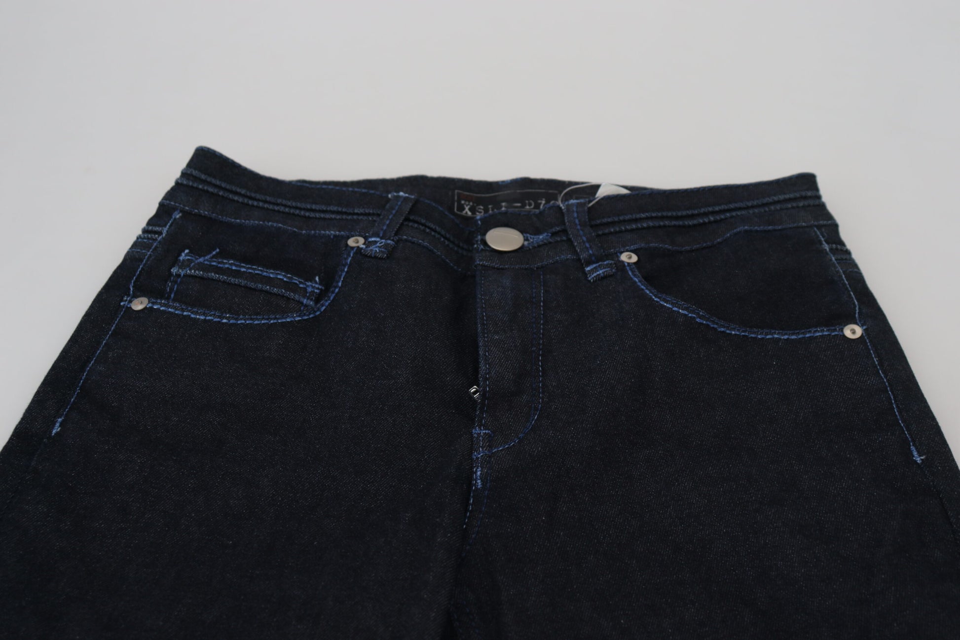 Chic Slim-Fit Cotton Denim in Dark Blue - SEHABRANDS