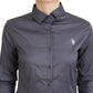 Elegant Gray Long Sleeve Polo Top - SEHABRANDS