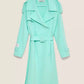 Elegant Light Blue Double-Breasted Trench Coat - SEHABRANDS