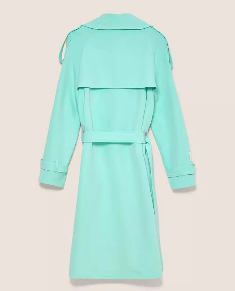 Elegant Light Blue Double-Breasted Trench Coat - SEHABRANDS