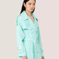 Elegant Light Blue Double-Breasted Trench Coat - SEHABRANDS