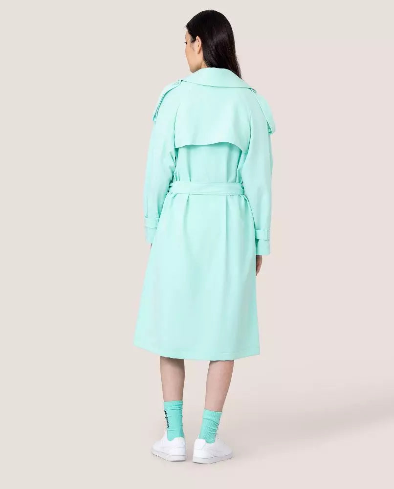 Elegant Light Blue Double-Breasted Trench Coat - SEHABRANDS