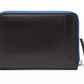 Sleek Black Leather Card Holder with Blue Accents - SEHABRANDS