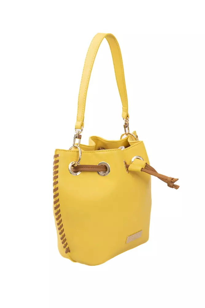 Yellow Polyurethane Women Crossbody Bag - SEHABRANDS