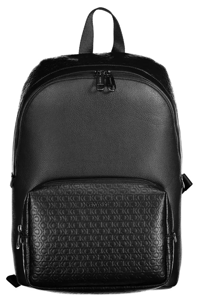 Black Polyester Men Backpack - SEHABRANDS