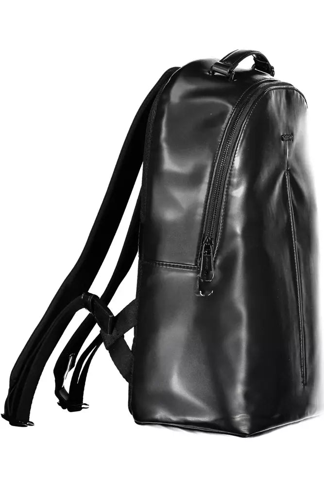 Black Polyester Men Backpack - SEHABRANDS