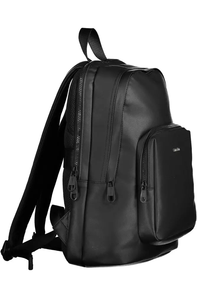 Black Polyester Men Backpack - SEHABRANDS