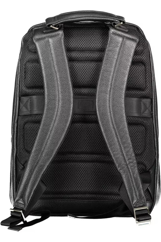 Black Leather Men Backpack - SEHABRANDS