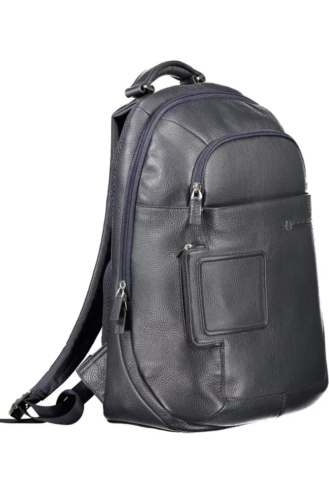 Blue Leather Men Backpack - SEHABRANDS