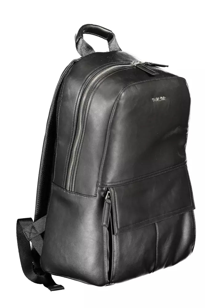 Black Polyester Men Backpack - SEHABRANDS