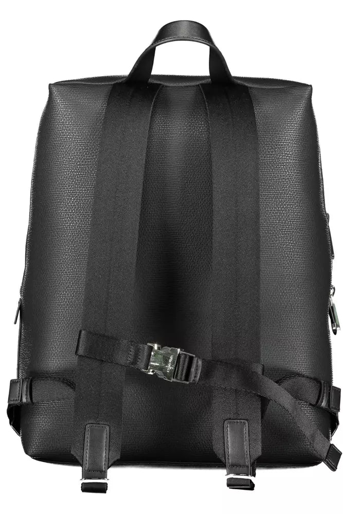 Black Polyester Men Backpack - SEHABRANDS