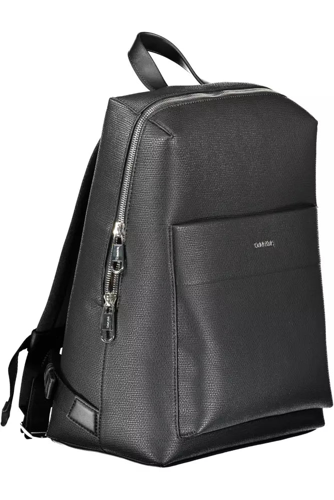 Black Polyester Men Backpack - SEHABRANDS