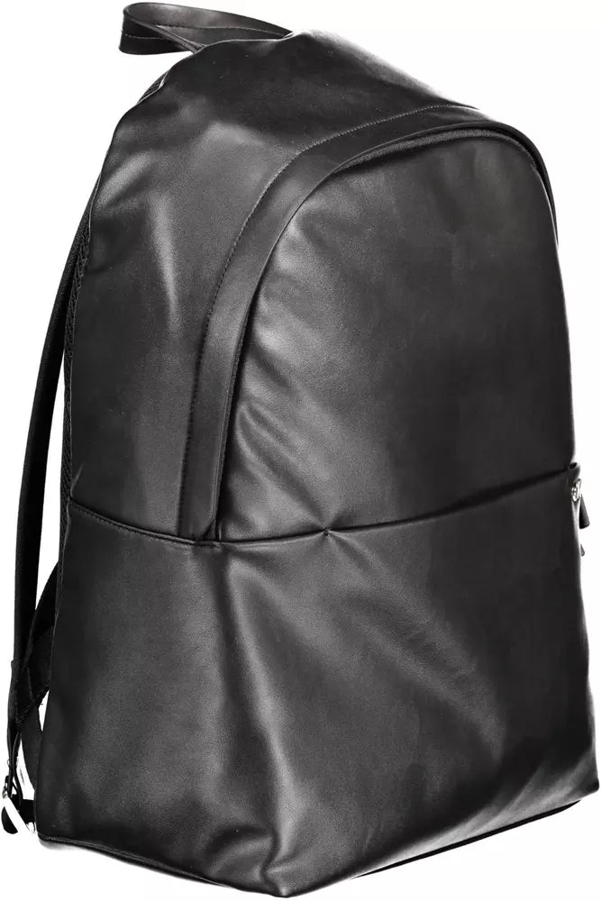 Black Polyester Men Backpack - SEHABRANDS