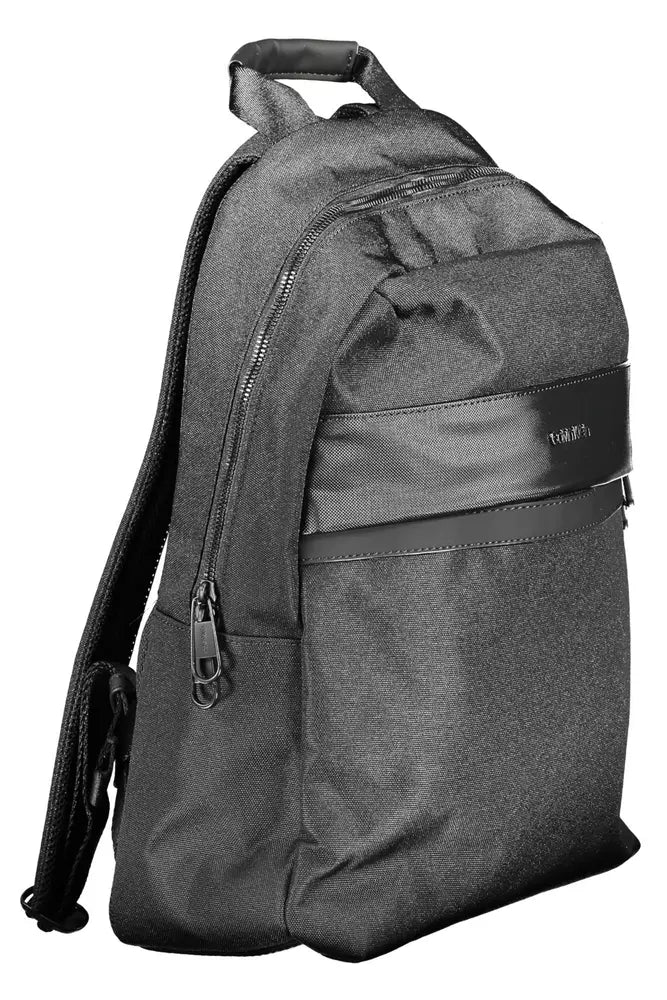 Black Polyester Men Backpack - SEHABRANDS