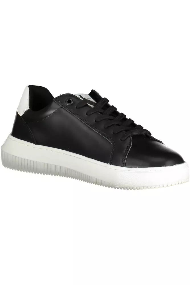 Black Leather Men Sneaker - SEHABRANDS