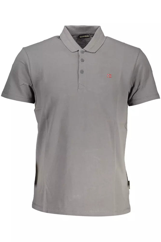 Gray Cotton Men Polo Shirt - SEHABRANDS