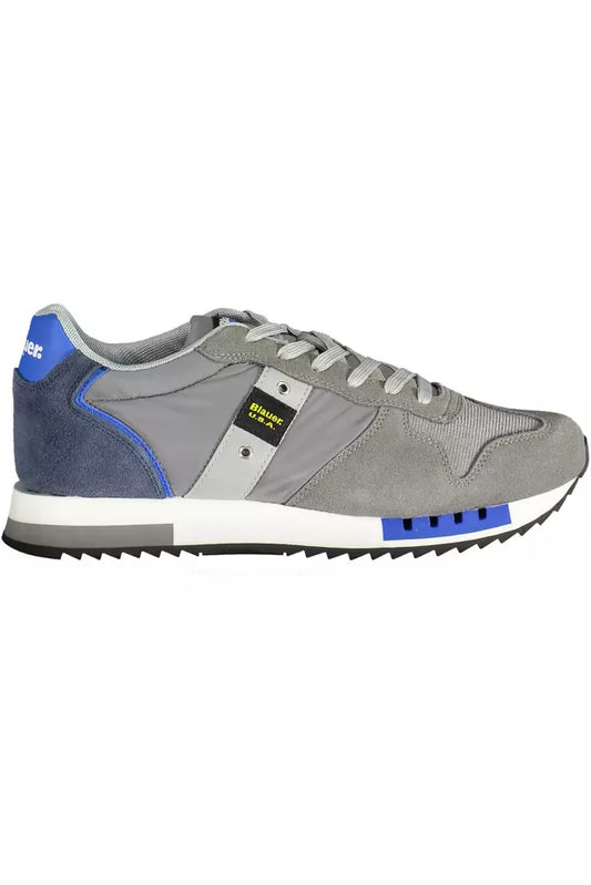 Gray Leather Men Sneaker - SEHABRANDS