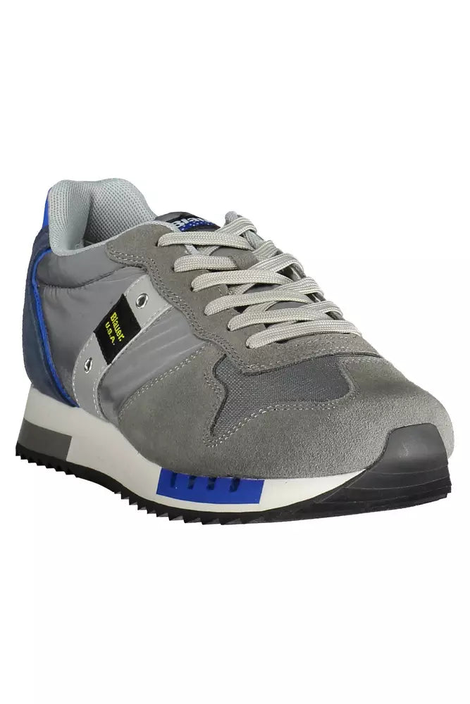 Gray Leather Men Sneaker - SEHABRANDS