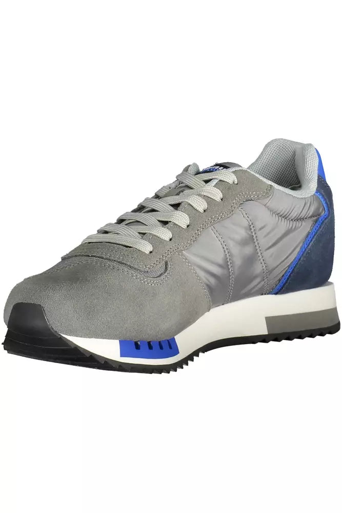 Gray Leather Men Sneaker - SEHABRANDS