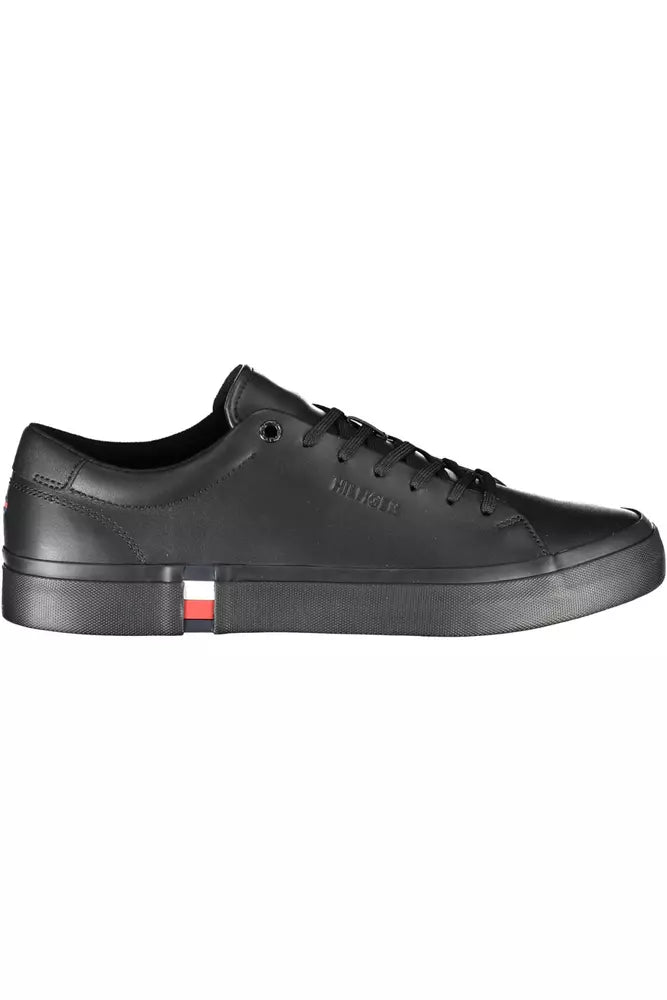 Black Leather Men Sneaker - SEHABRANDS