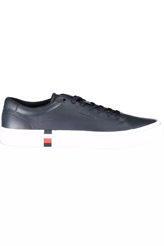 Blue Leather Men Sneaker - SEHABRANDS