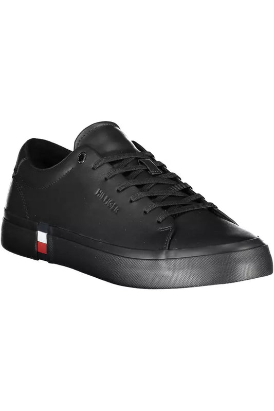 Black Leather Men Sneaker - SEHABRANDS