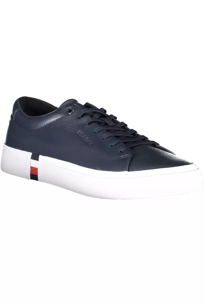 Blue Leather Men Sneaker - SEHABRANDS