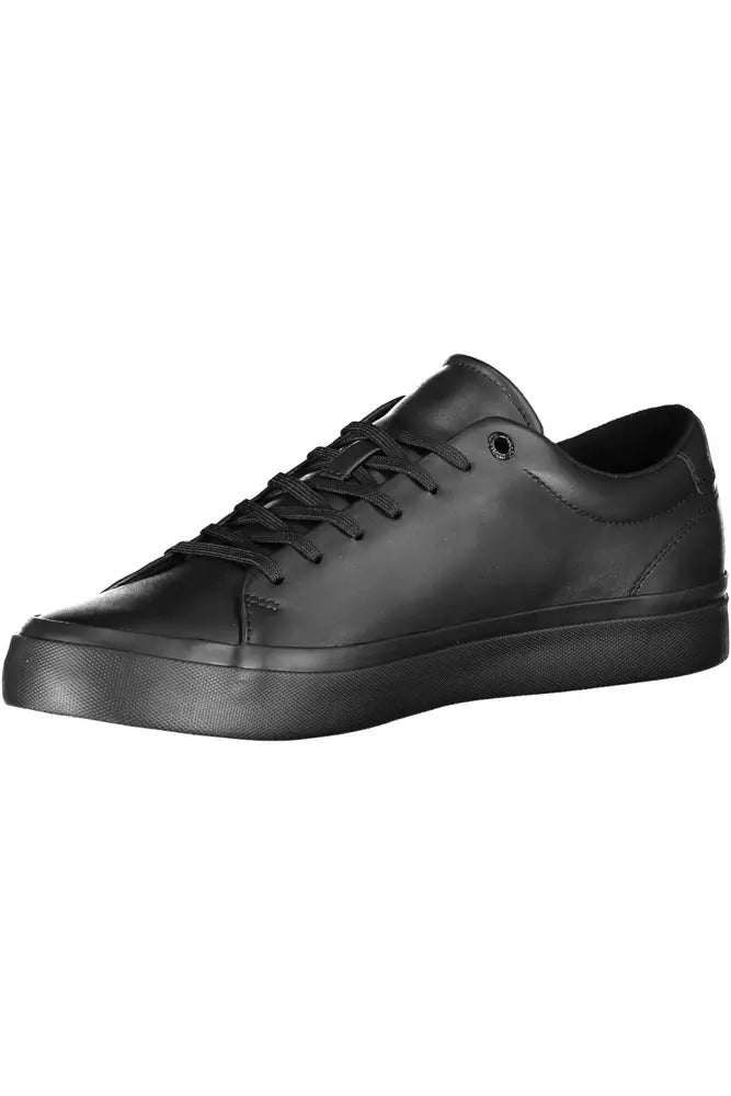 Black Leather Men Sneaker - SEHABRANDS