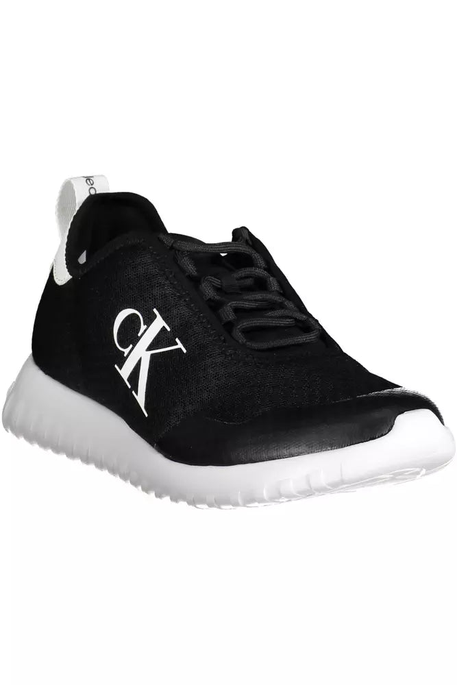 Black Polyester Men Sneaker - SEHABRANDS